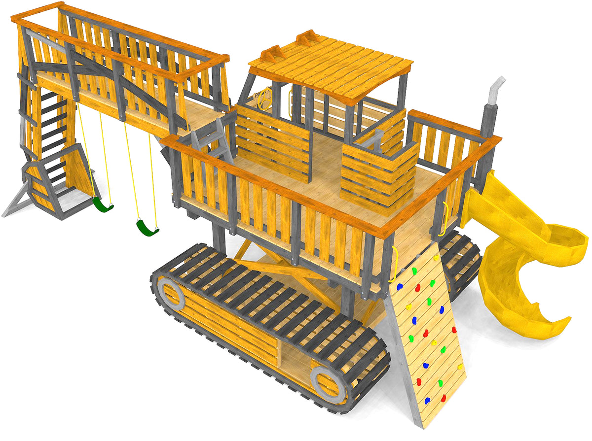 Big Dig Excavator Swingset Plan | 12x30 Wooden Construction