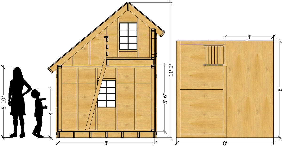 8x8 Loft Playhouse Plan | Charlotte's DIY Saltbox Playhouse - Paul's ...