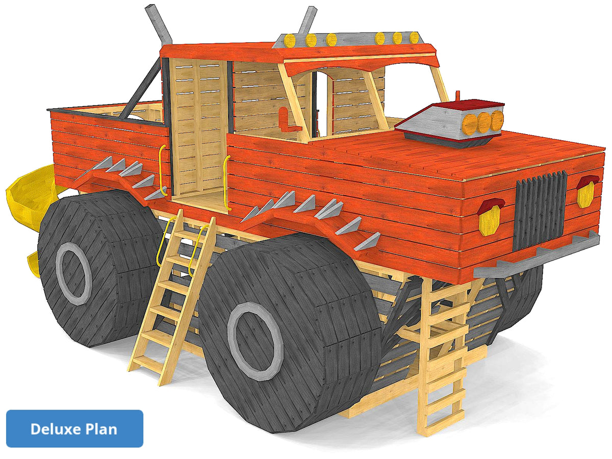 child monster truck fishing pole Monster Truck Playground Plan | 13x23ft DIY Project for Kids