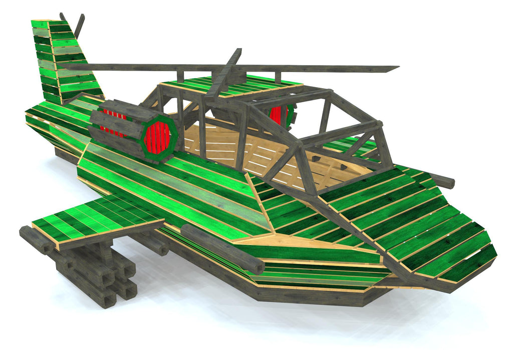 Green Boeing AH-64 Apache helicopter playset plan
