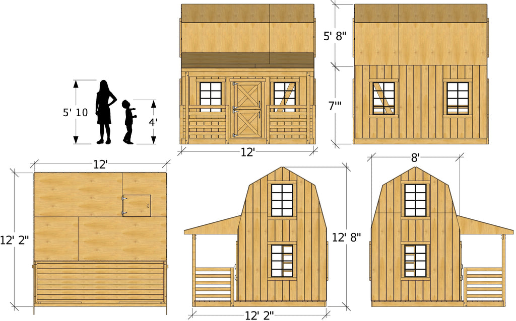 Barn playhouse plan dimensions