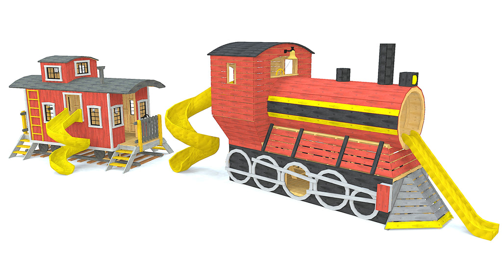 Caboose and train playground playset plans