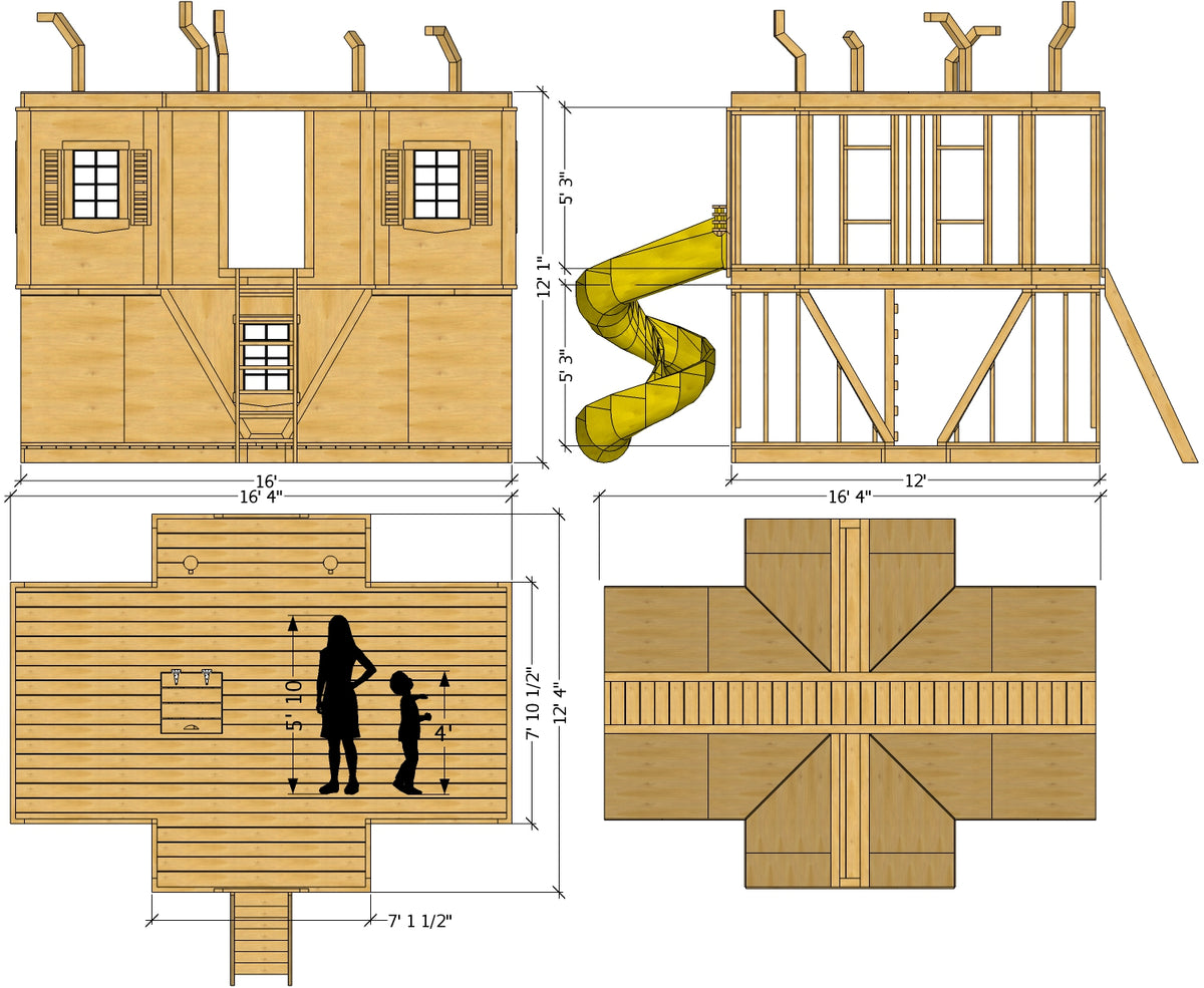 Upside-Down Playhouse Plan | 12x16ft Outdoor DIY Play Project