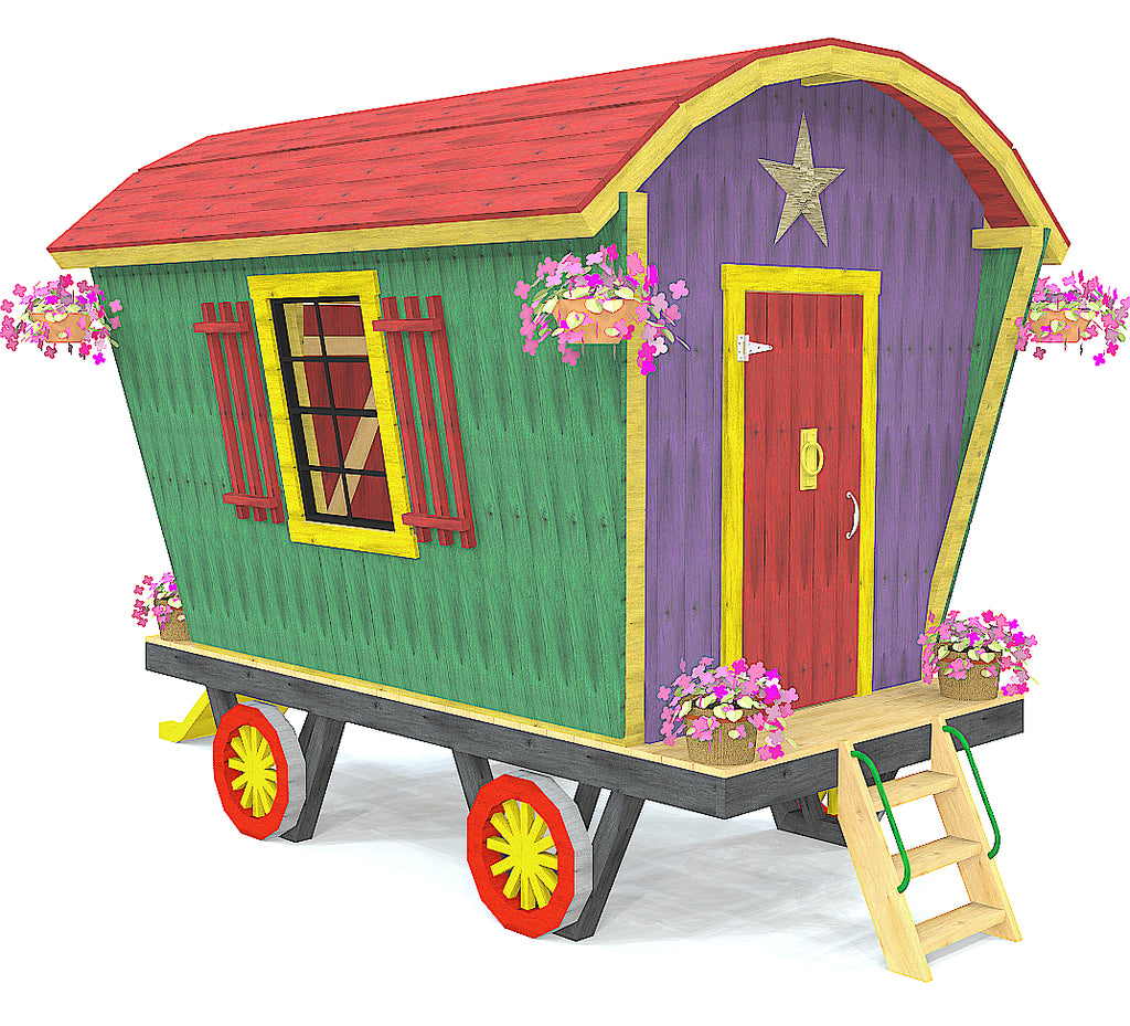 Colorful Romani Gypsy wagon playset
