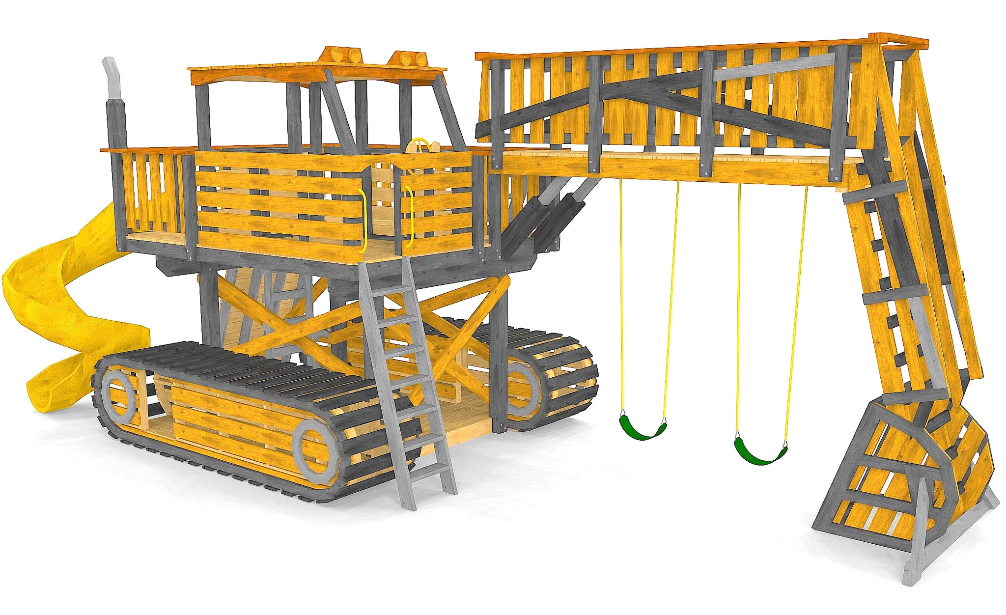 Big Dig Excavator Swingset Plan | 12x30 Wooden Construction