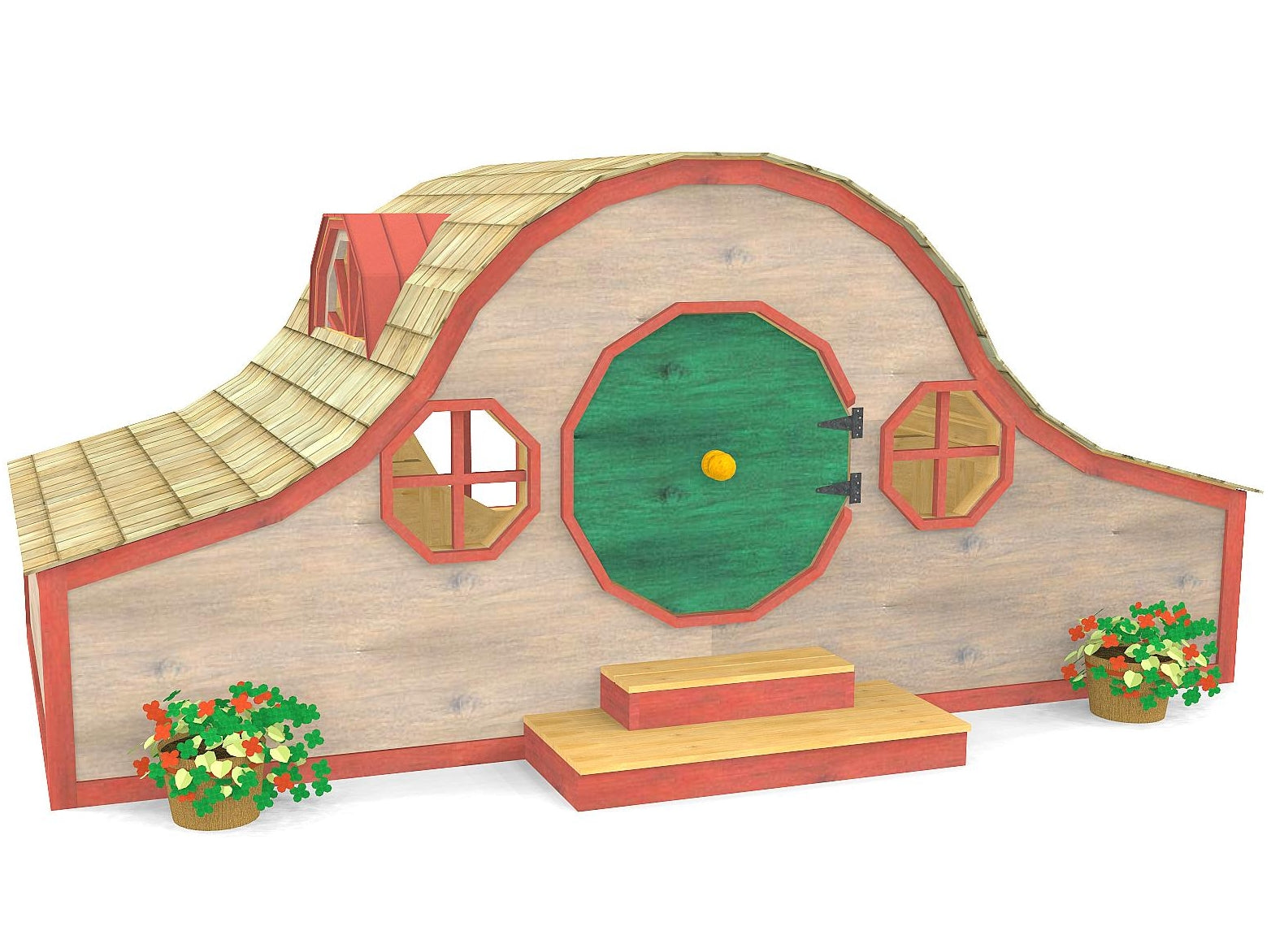 Hobbit Playhouse Plan 8x16ft Outdoor DIY Project for Kids