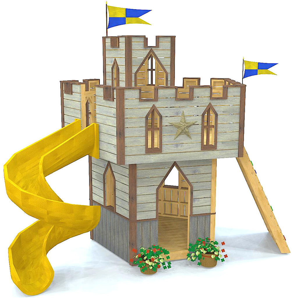 5 sided, two level castle playhouse plan