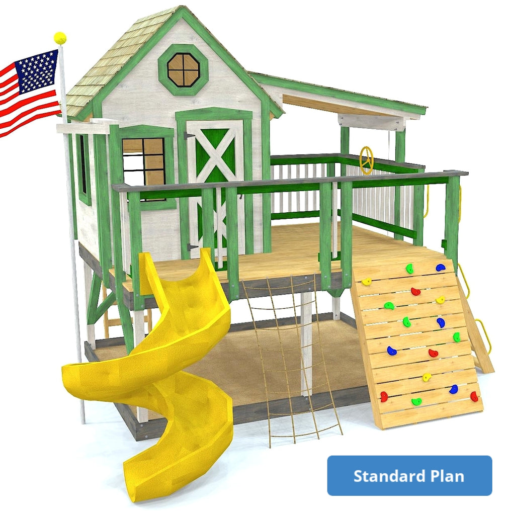 Standard size Playhouse Playground Plan - 5' deck height with awing