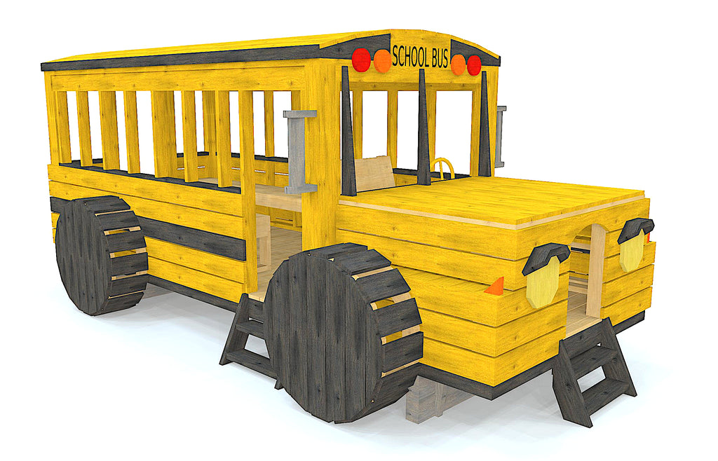 Yellow playset school bus playground plan for kids