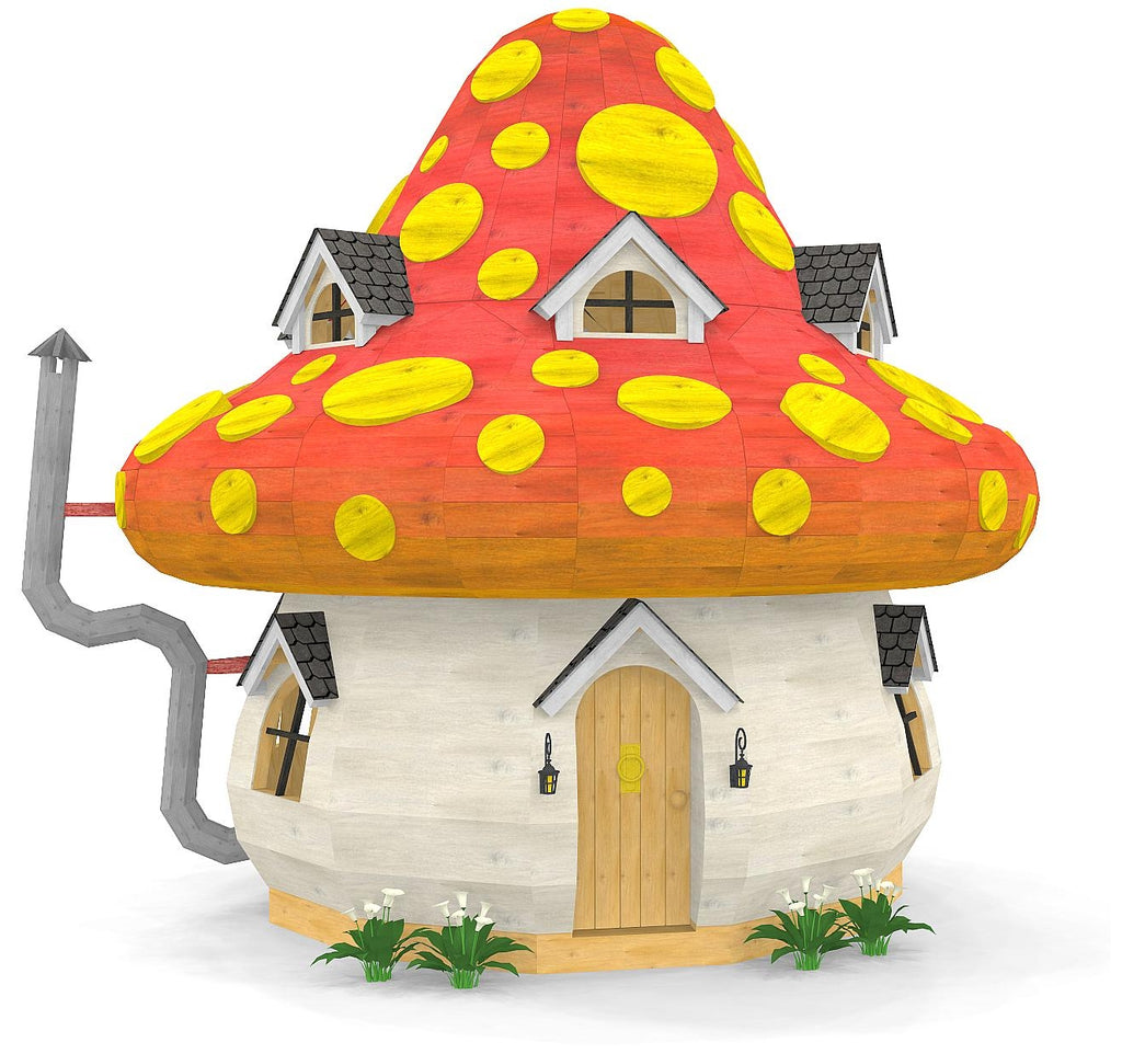 Large, two story toadstool themed playhouse for kids