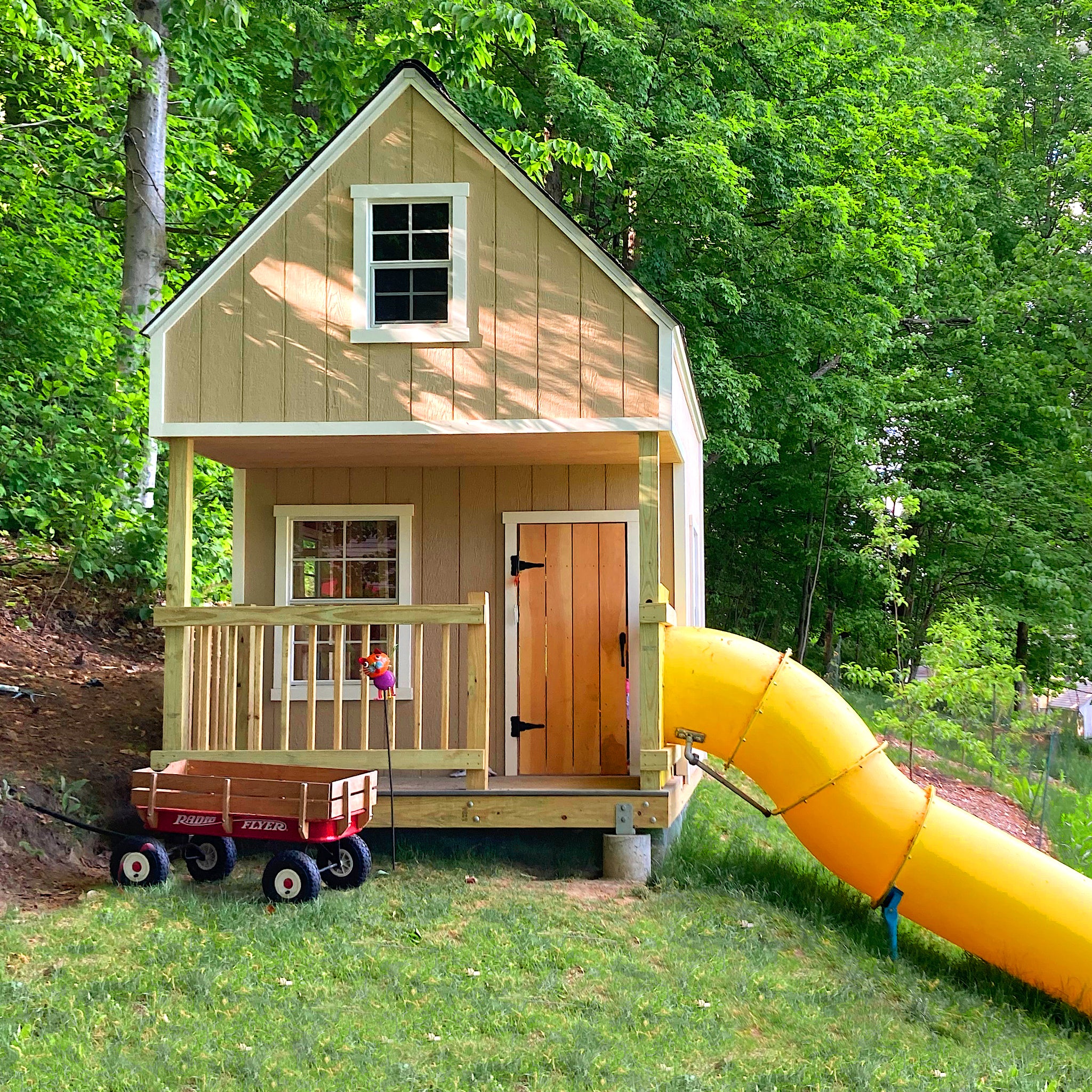 Porch Loft Playhouse Plan Sizes Gable Clubhouse for Kids