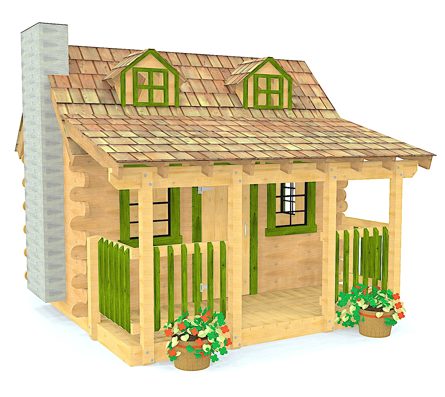 Log Cabin Playhouse Plan 10x10ft Outdoor Playhome DIY Project