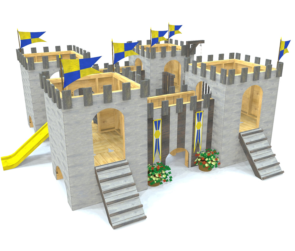 Four tower fortress play-set, connected with bridges and gang planks