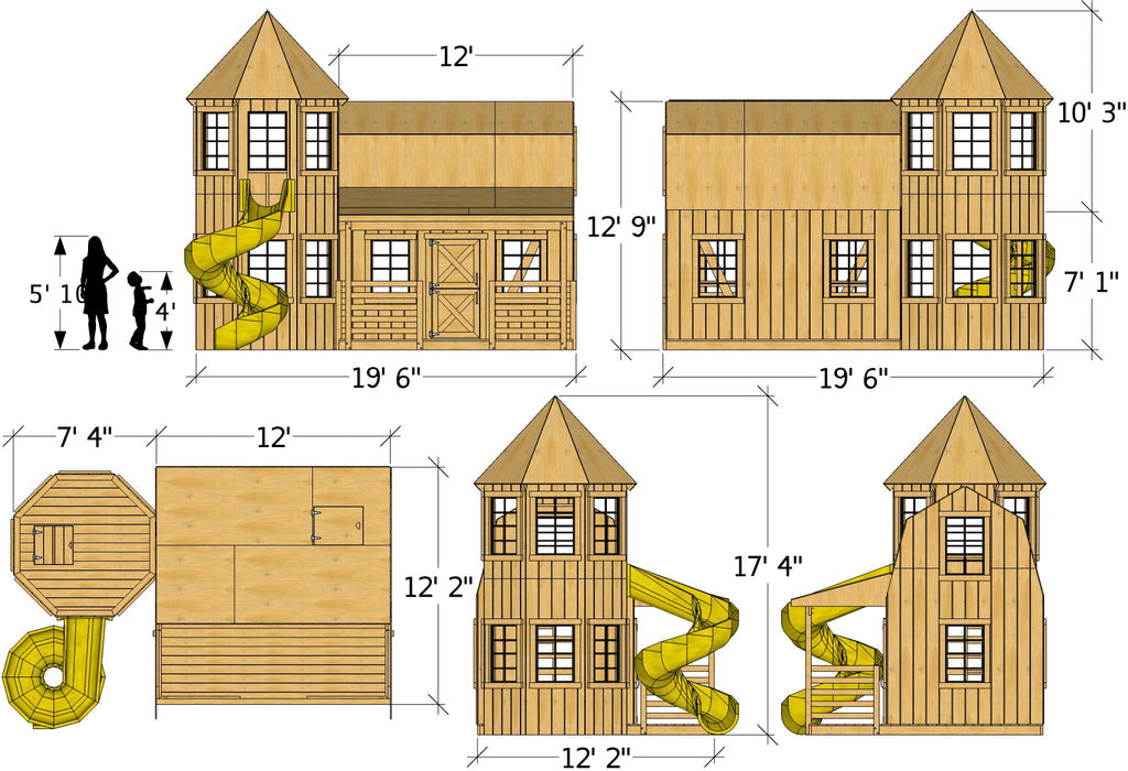 Barn and silo playhouse plan dimensions