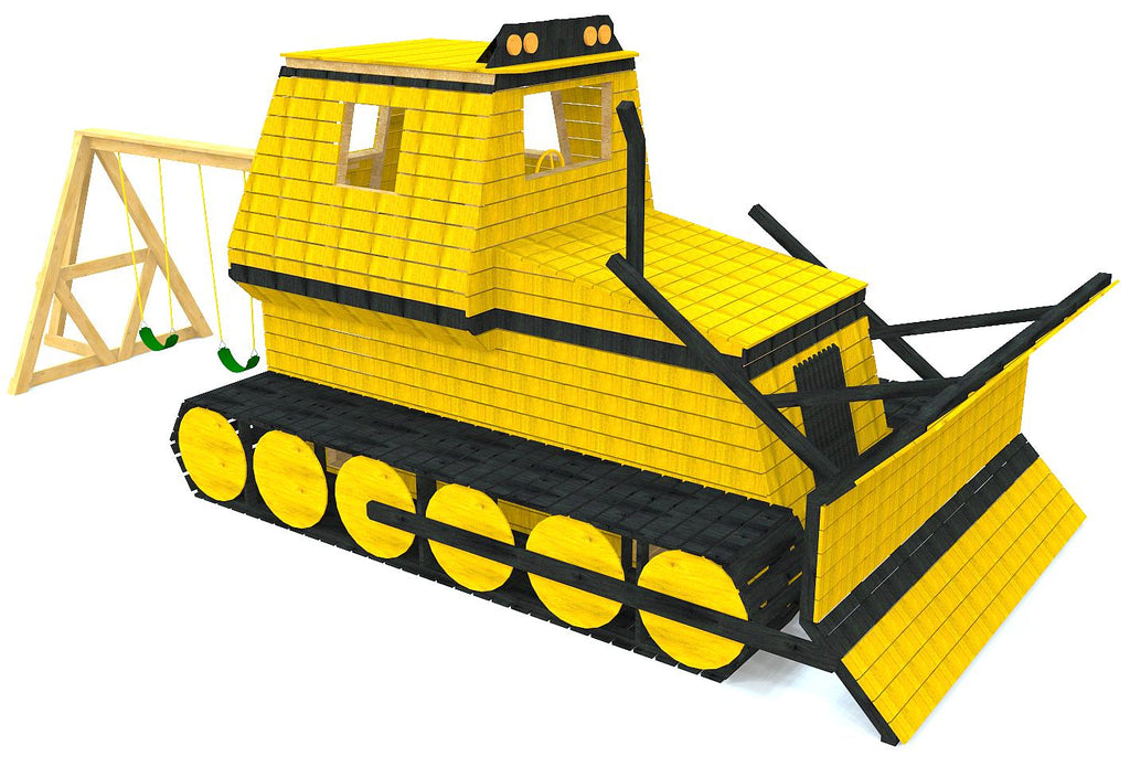 Large wooden bulldozer play-set plan for kids