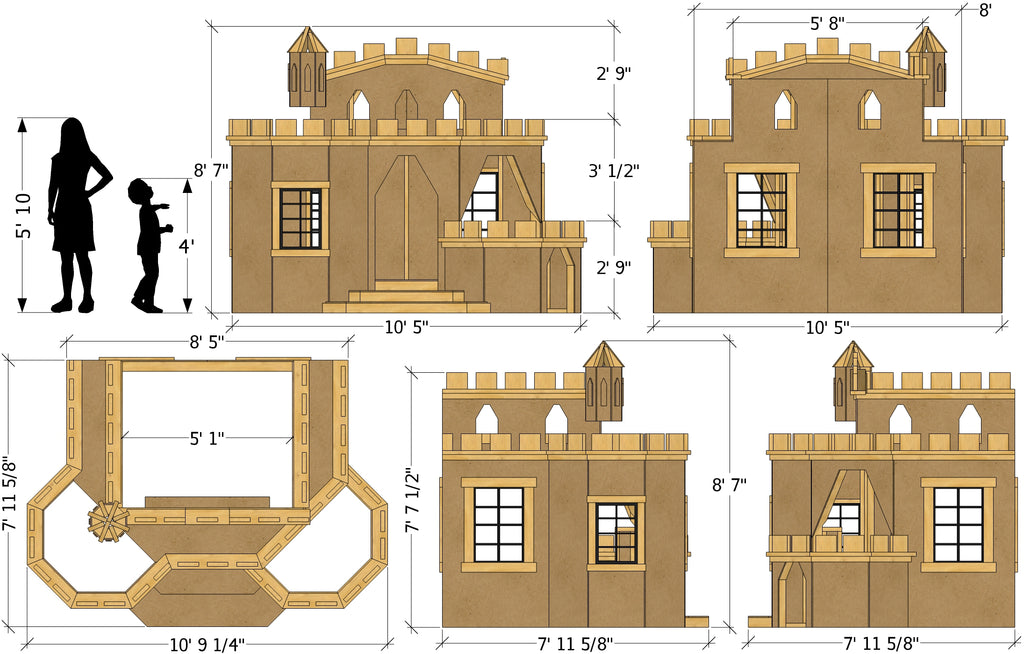 Princess Castle indoor playhouse plan dimensions