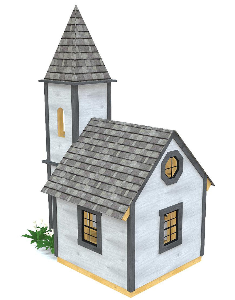 Back view of church playhouse plan