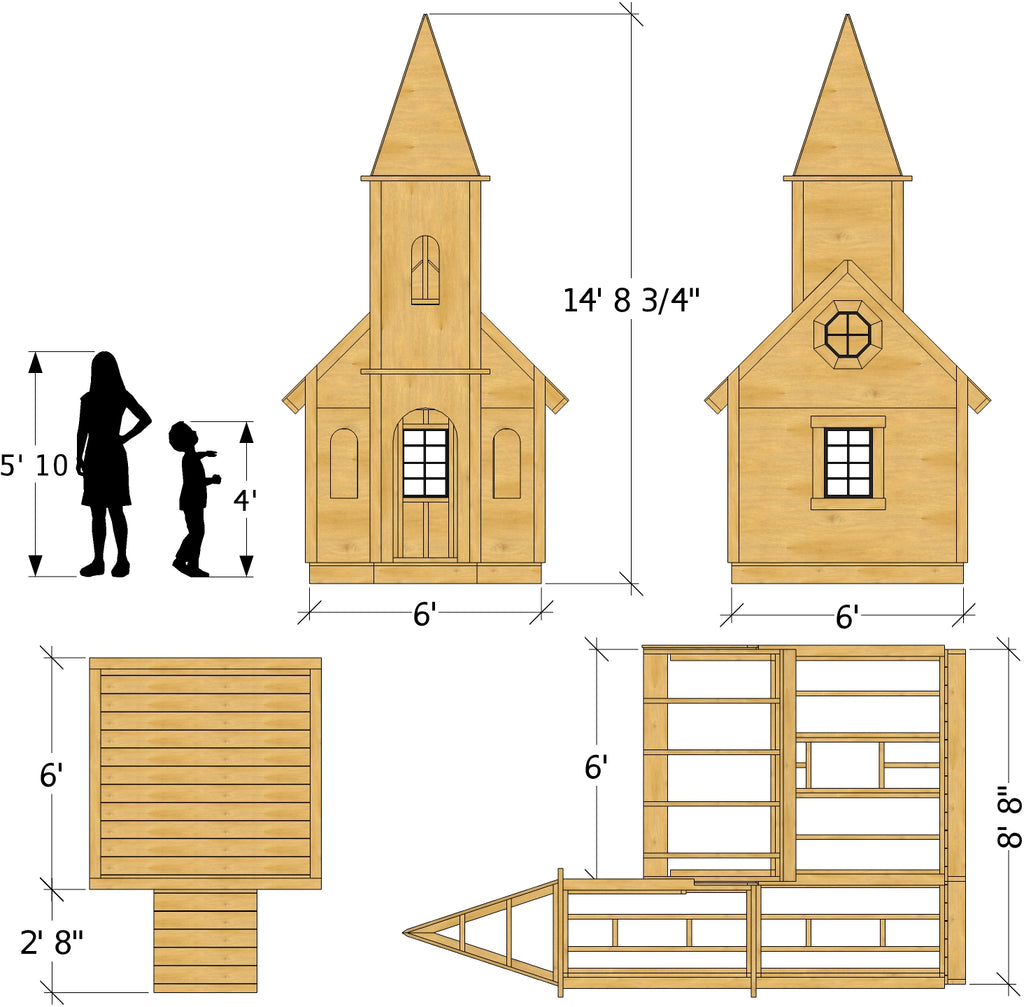 Church playhouse plan dimensions