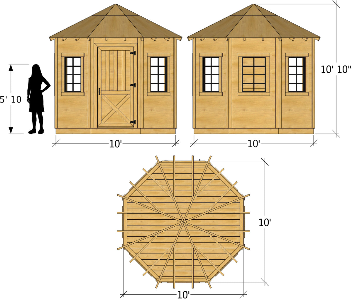 Clifford Shed Plan | (2‑Sizes) | Octagonal Storage Shed Design - Paul's ...
