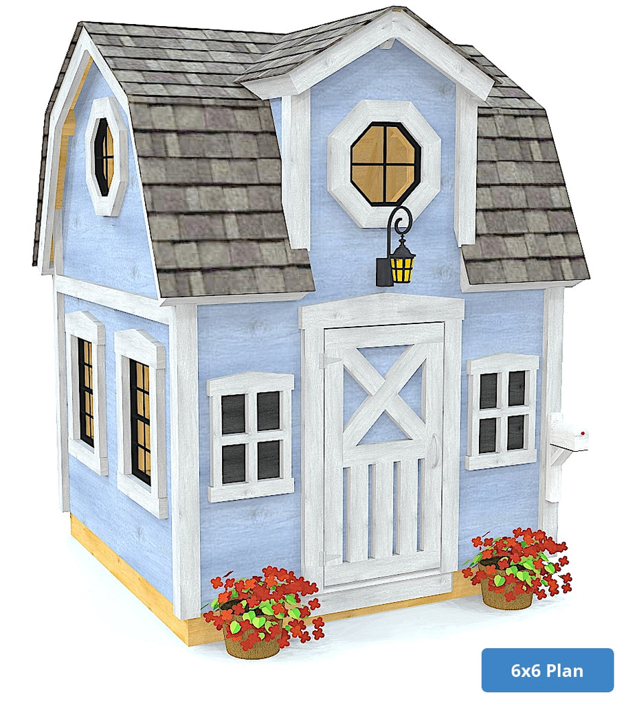 Small Colonial playhouse plan with single front dormer