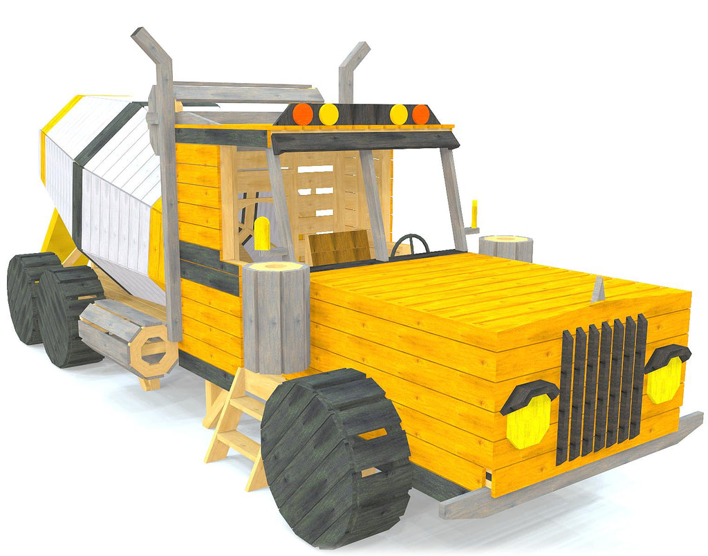DIY Wooden concrete mixing truck play-set plan
