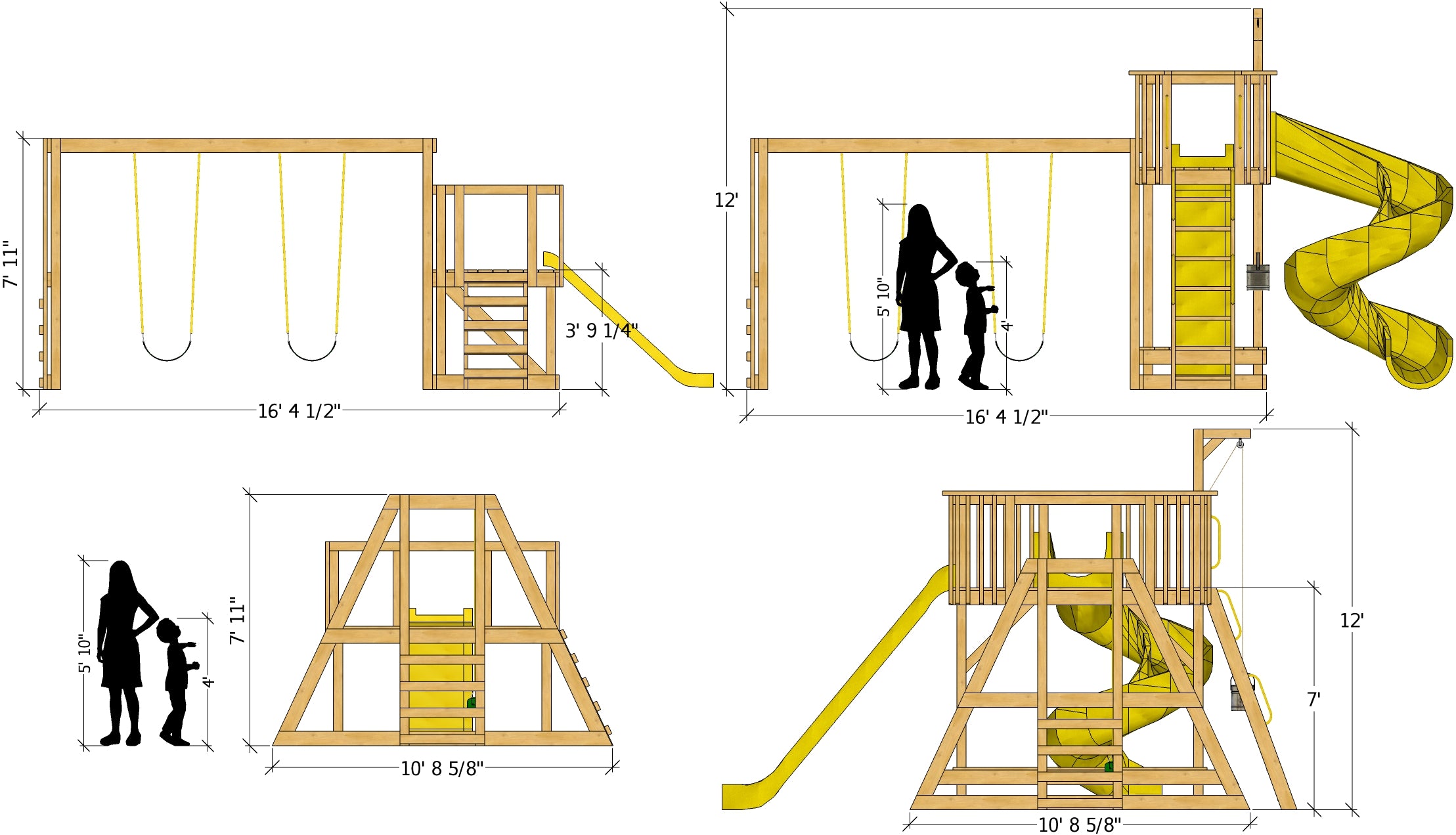 Set Plan Example Playhouse With Swing Set Plans