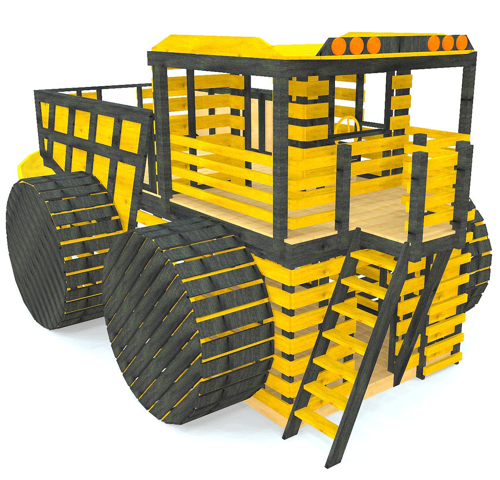 large, wooden, black and yellow dump truck playset plan 