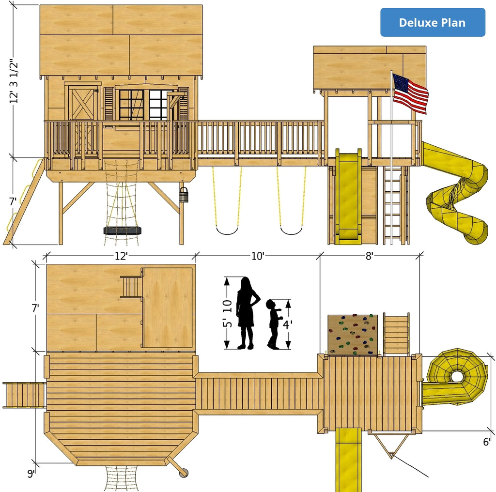 Large playground playhouse plan dimensions