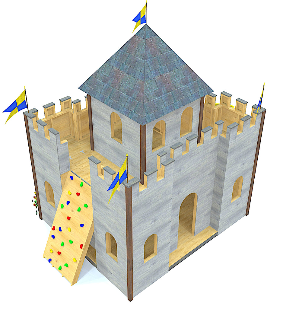 Top view of square outdoor castle playset plan