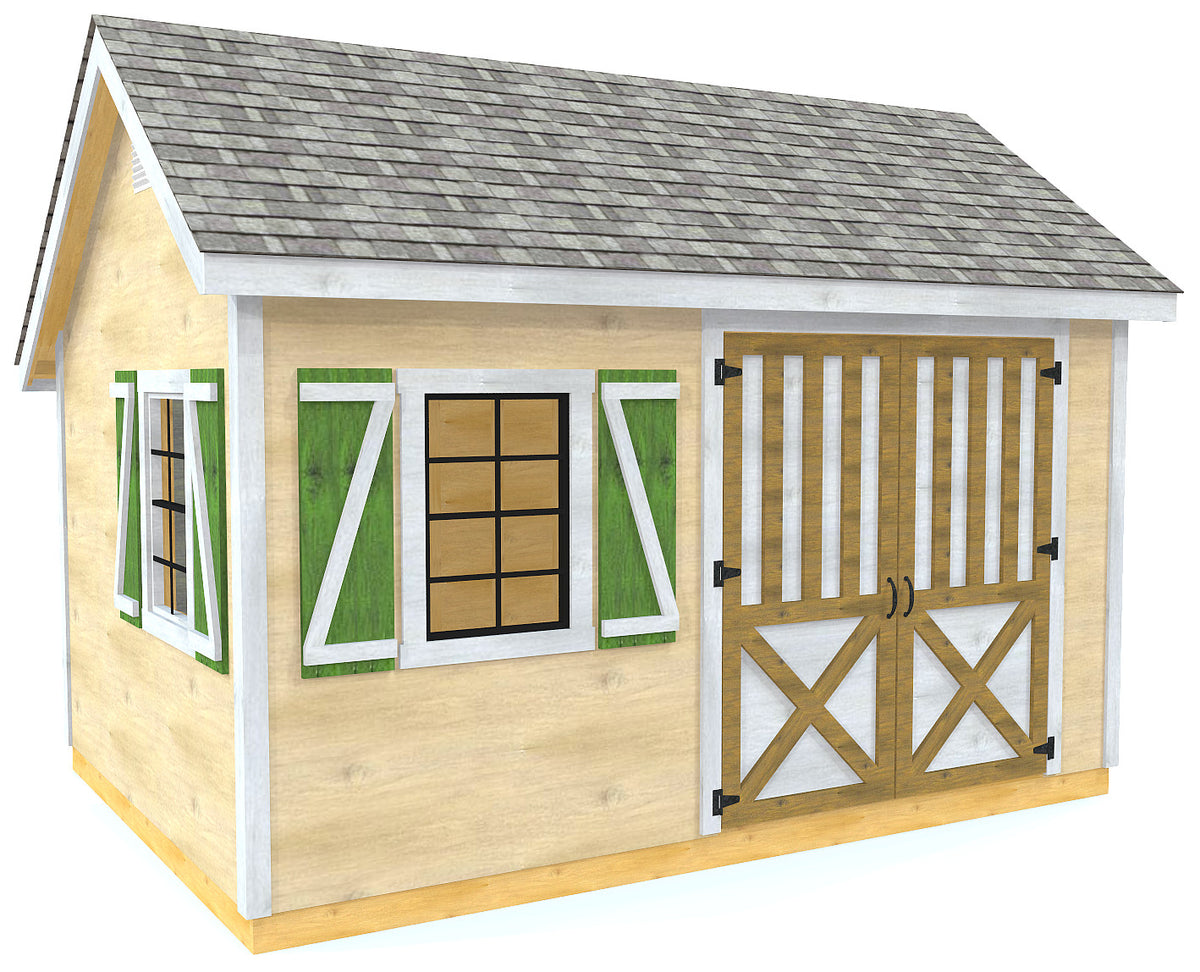 Ernest Shed Plan | 2‑Sizes | Saltbox Storage Shed Design - Paul's ...