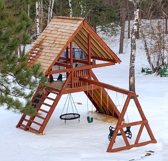A-frame playset in the snow