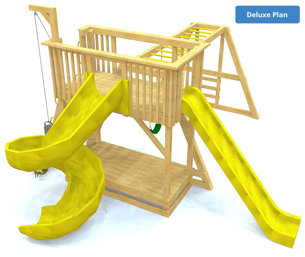 Swingset with two 7' deck height slides