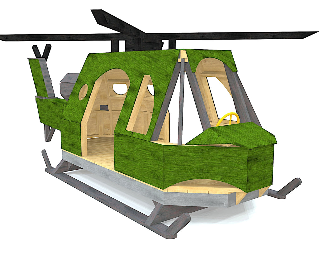A green huey helicopter play-set plan for kids