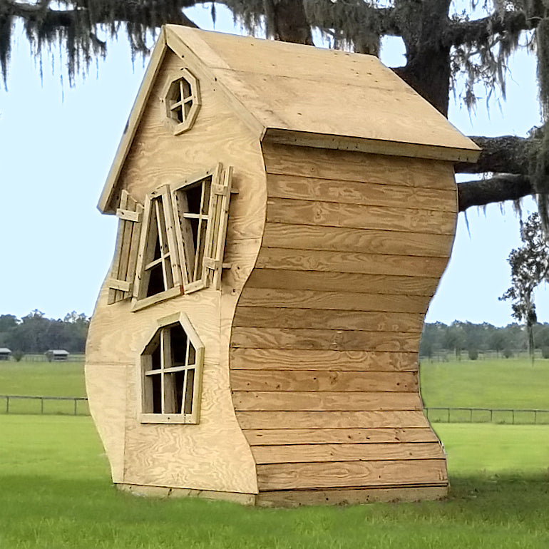wavy and curvy wooden playhouse