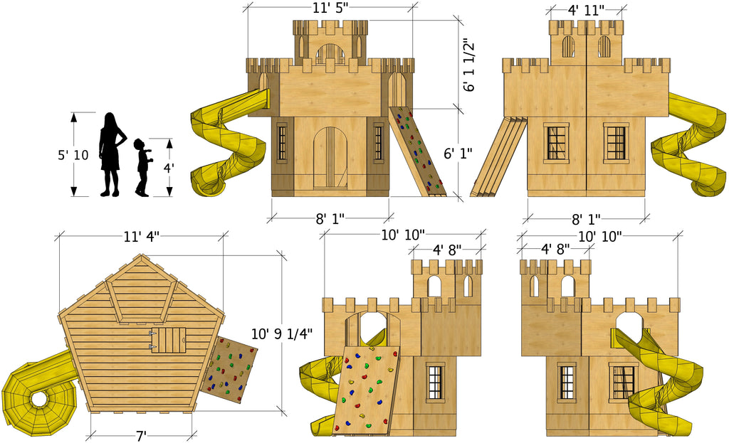 King Author's castle play-set plan dimensions