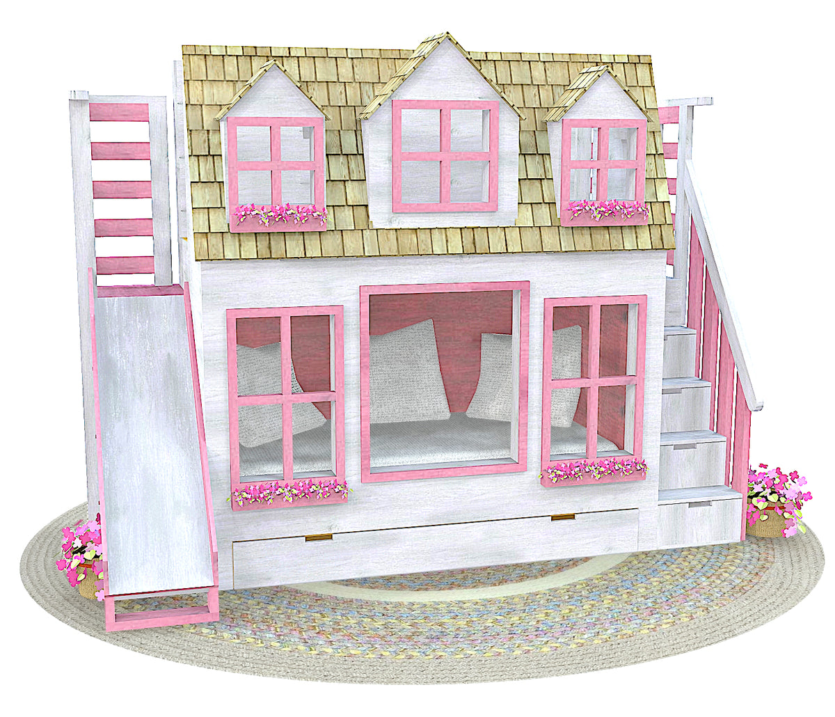 Girl's Playhouse & Bed Plan 4x10ft Layla's Lodge BunkBed Paul's