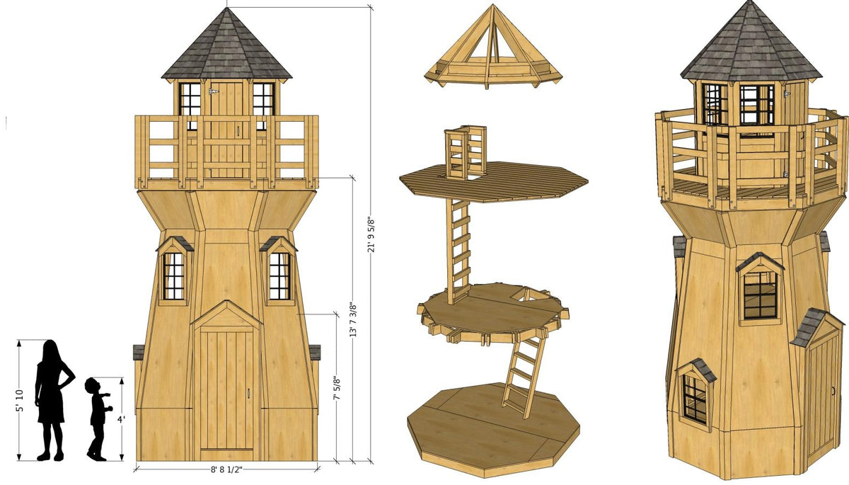 9x9x21' Lighthouse Shed Plan Paul's Playhouses
