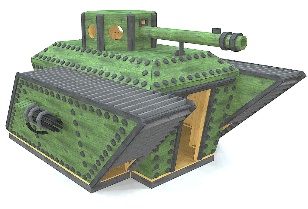 DIY Green WWI tank playset plan for kids