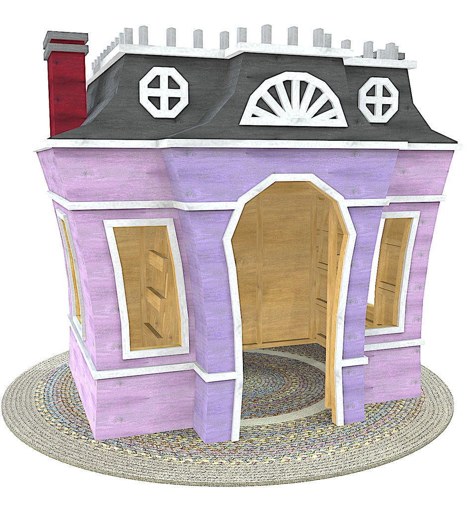 Indoor DIY purple mansard playhouse plan