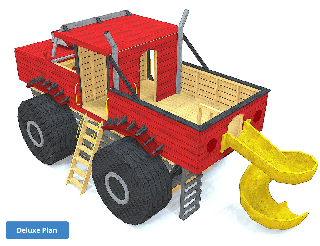 Monster truck playset with spiral slide