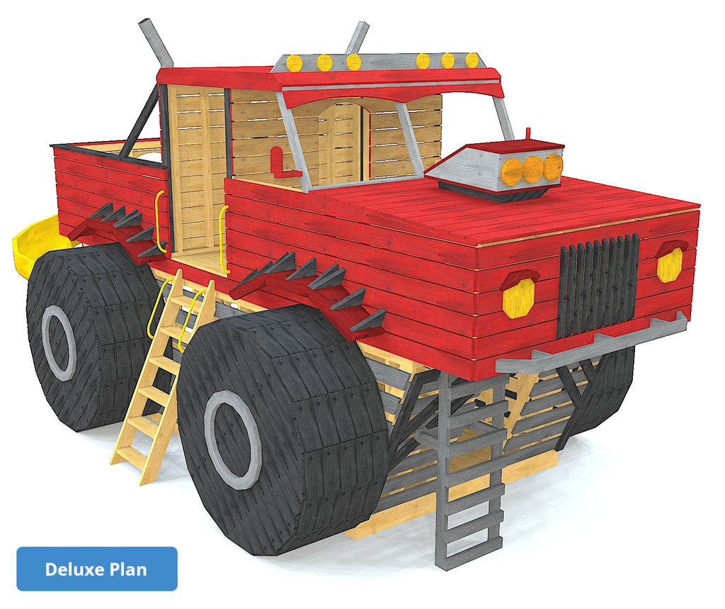 Large red monster truck playground playset with slide