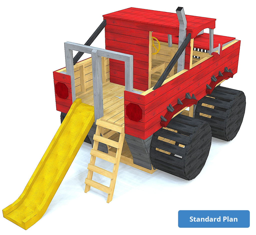 Monster truck playground plan with slide