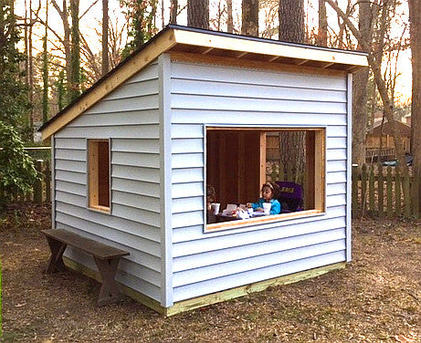simple, free playhouse plan with shed roof and 8x8 in size