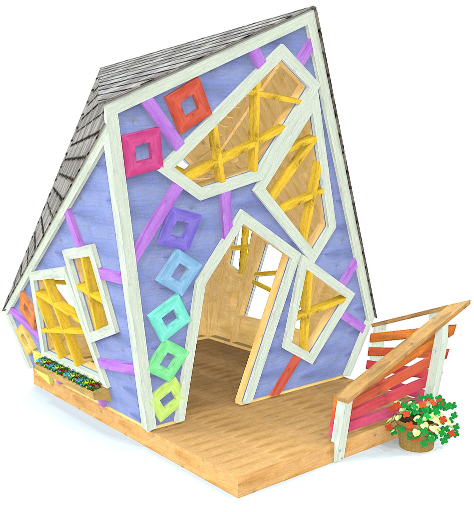 Colorful and crooked Picasso inspired playhouse plan