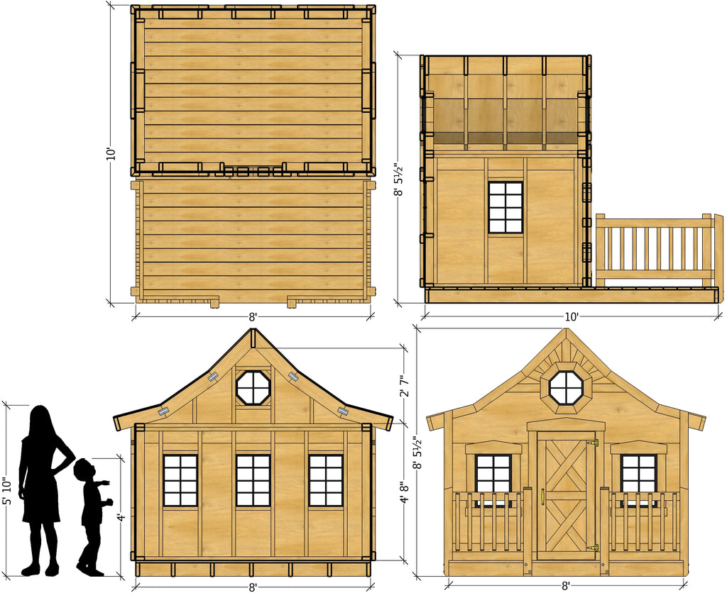 girl's small playhouse plan dimensions