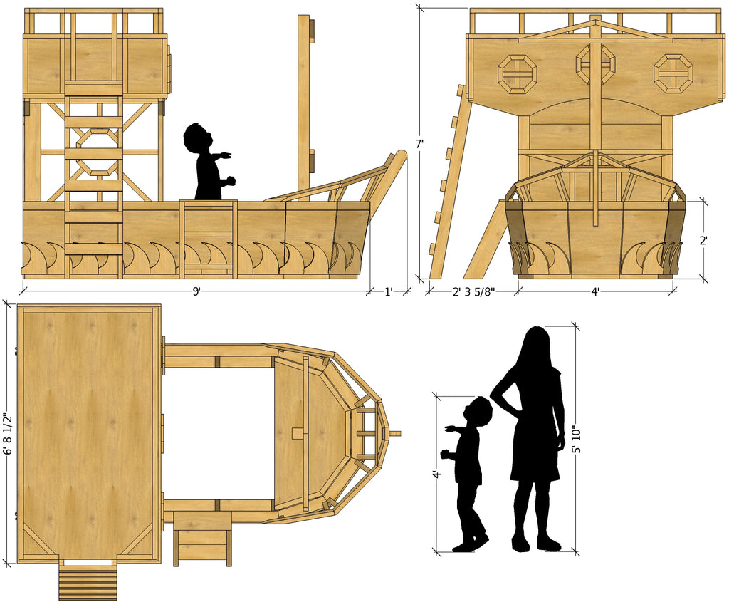 Indoor pirate ship bed plan dimensions