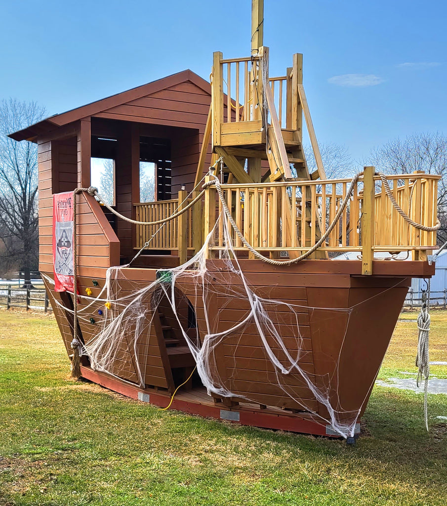 A spooky, haunted pirate ship playset