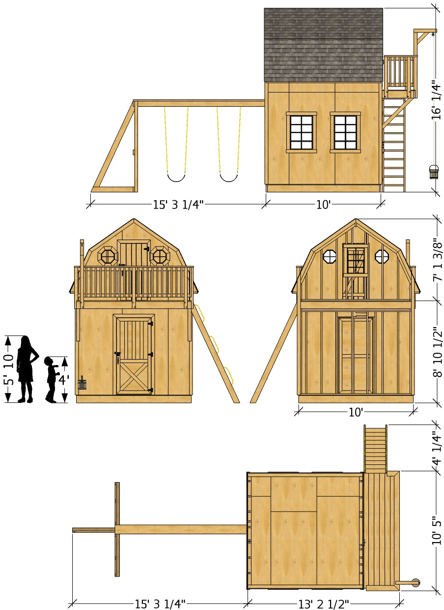 Shed Plans For Outdoor Playhouse DIY Two Story Playhouse Plans