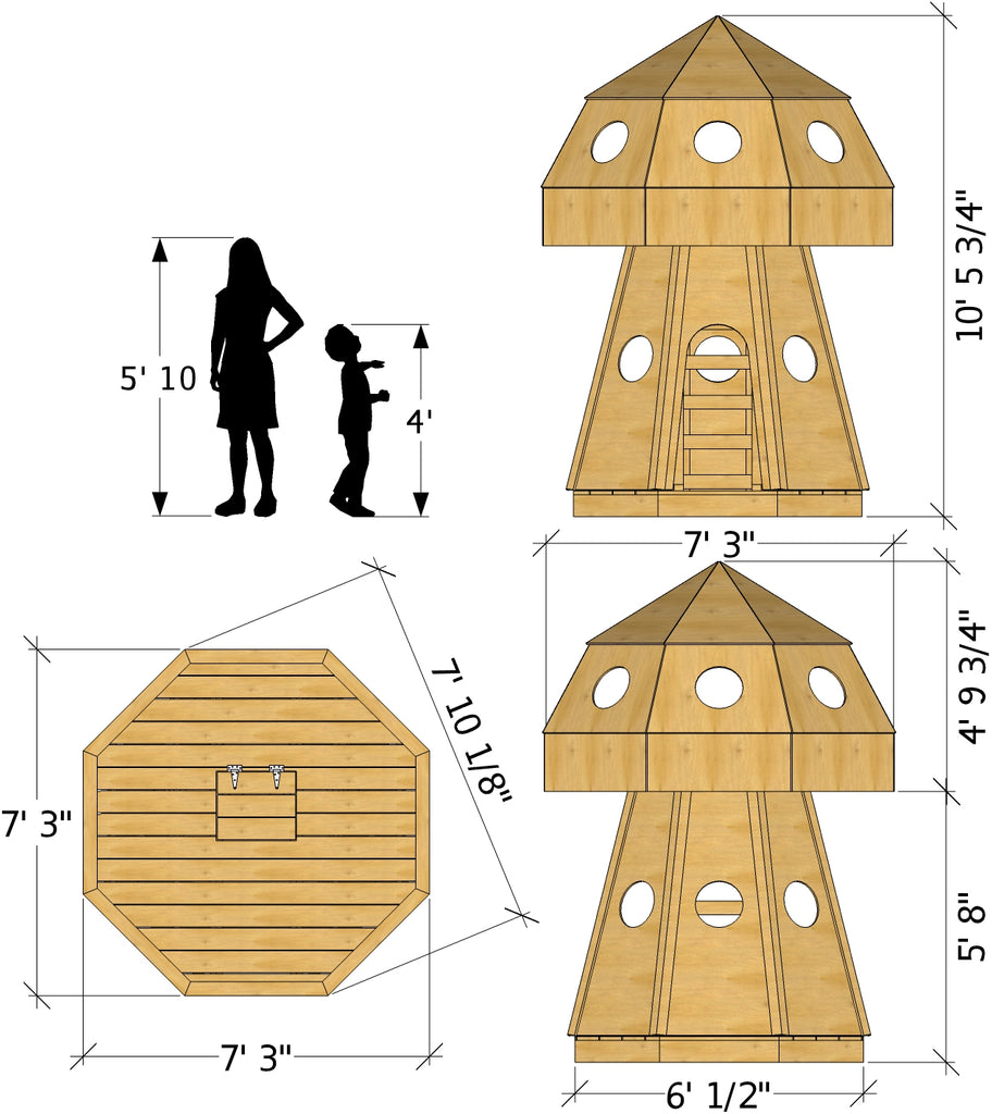 toadstool playhouse plan dimensions
