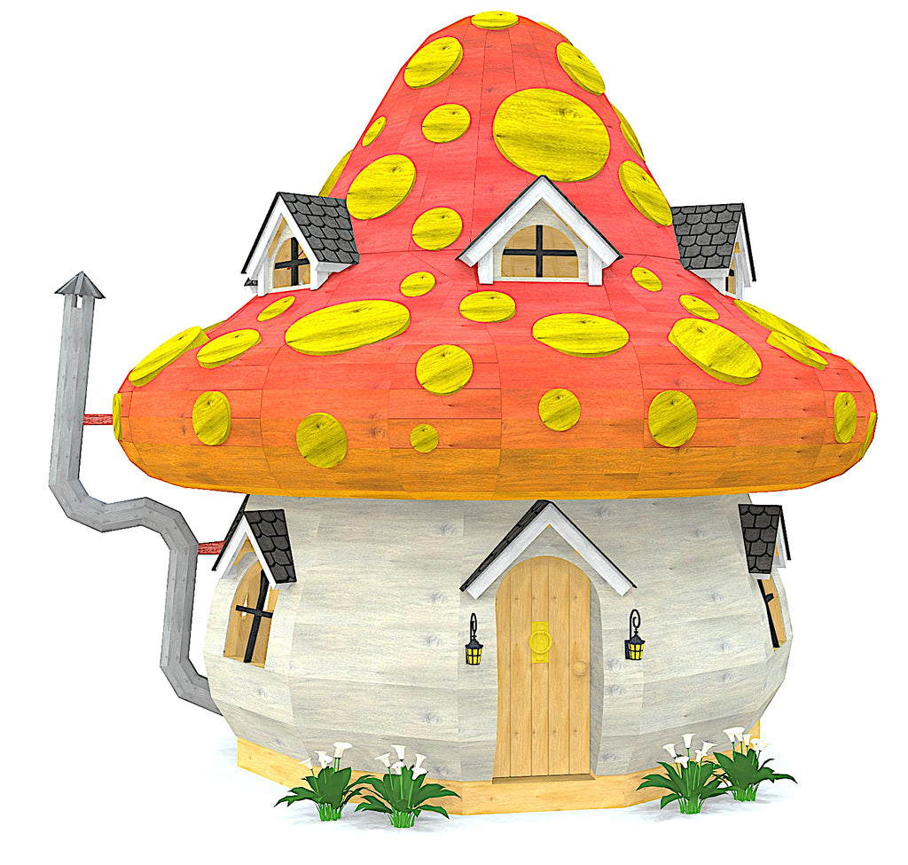 Large DIY toadstool playhouse plan for kids
